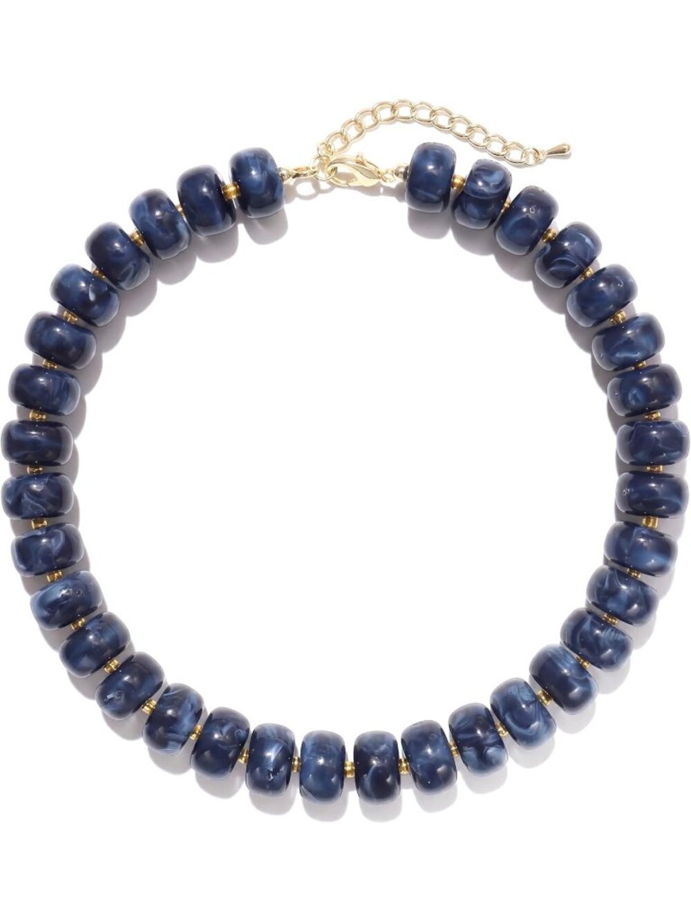 Women's Navy Blue Chunky Acrylic Beaded Choker Statement Trendy Jewelry Gift